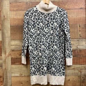 Loft Snow Leopard Print Sweater Dress
